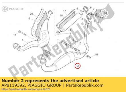 Lh cat.exhaust pipe AP8119392 Piaggio Group