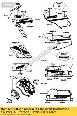 Pattern,side cowling, 560491404 Kawasaki