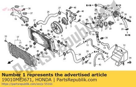 Radiator comp. 19010MEJ671 Honda