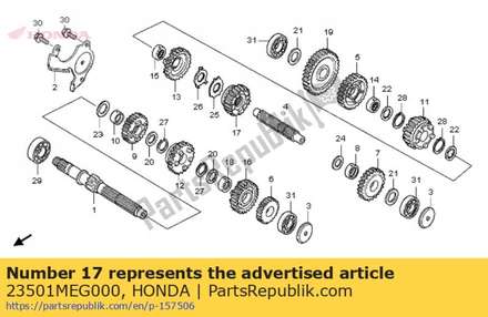 Gear, countershaft fifth (23t) 23501MEG000 Honda
