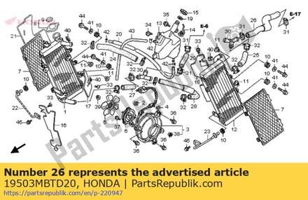 Hose, rr. radiator upper 19503MBTD20 Honda