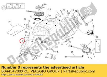 Fuel tank cover, red B04454700XRC Piaggio Group