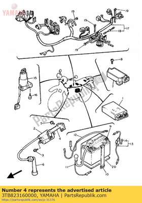 Staffa, bobina di accensione 3TB823160000 Yamaha