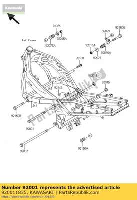 Tornillo, bridado, 10x145 er250-b1 920011835 Kawasaki