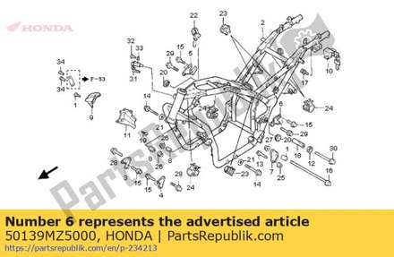 Plate, l. rr. engine hanger 50139MZ5000 Honda