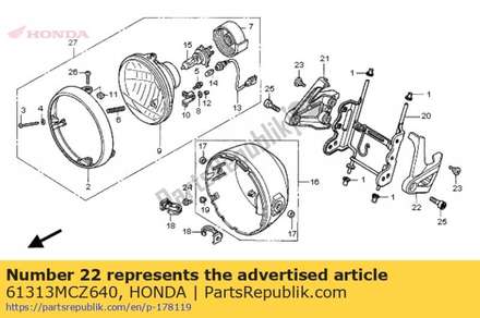 Plate, l. headlight 61313MCZ640 Honda