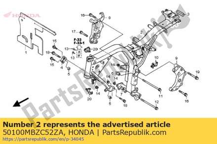 Body comp., frame *nh1 * 50100MBZC52ZA Honda