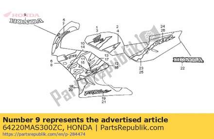 Mark, windscreen (###) *t 64220MAS300ZC Honda