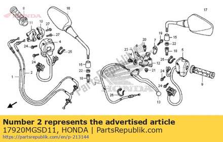 Cable comp. b, throttle 17920MGSD11 Honda